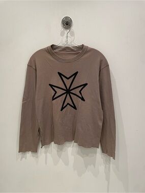 Lucien Pellat Taupe Star Graphic Crewneck Sweater - Women